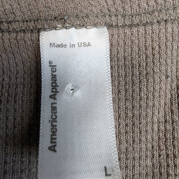 American Apparel Standard Light Brown Thermal Shirt L Dexter Morgan Kill Henley - Picture 5 of 7